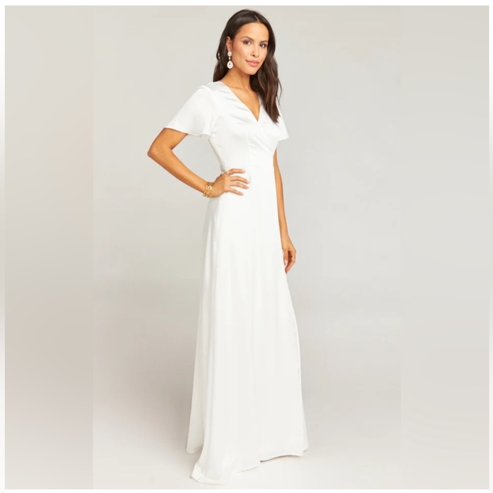 Show Me Your MuMu White Wrap Bridesmaid Dress